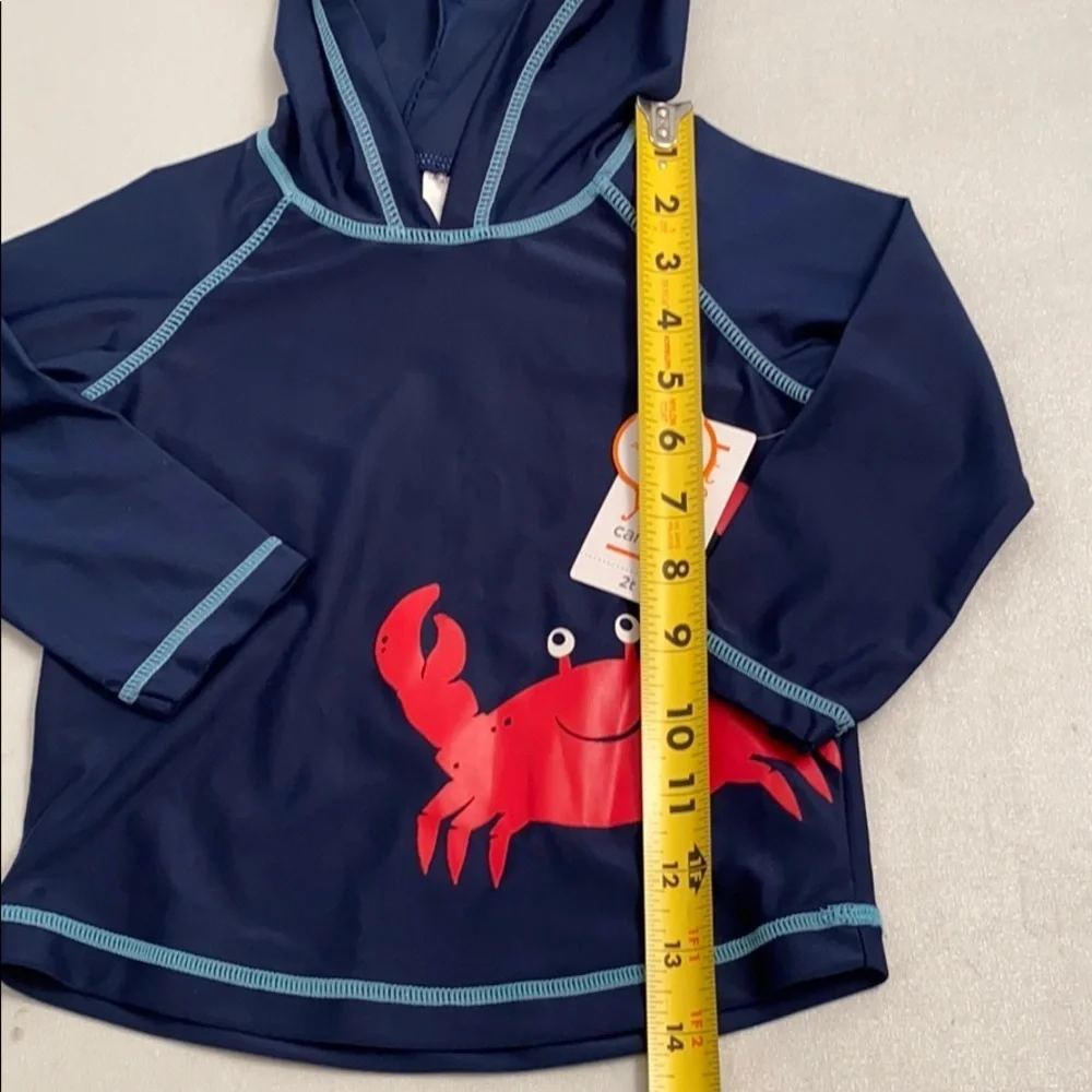 Carter’s navy blue hooded crab rash guard 2T